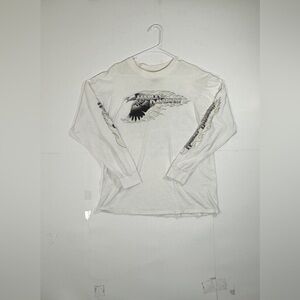 Vintage Harley Davidson Shirt Long Sleeve Flames Grunge Biker 1999 White Large